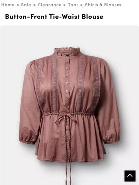 torrid Dusty Rose Button-Front Tie-Waist Blouse